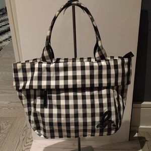 Agnes B. Black and White Gingham Shoulder Bag